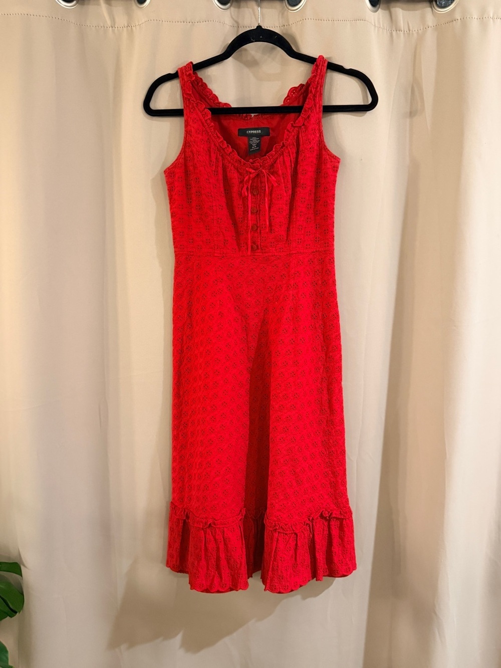 Express Red Lace-Pattern Midi Dress - Picture 1 of 6